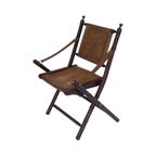 Officer’S Chair - Wood And Leather Upholstery - Military Campaign Style thumbnail 3