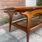Vintage Teakhouten Salontafel Met Vlechtwerk thumbnail 3