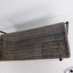 1970S Metal And Glass Coffee Table With Wicker Basket thumbnail 3