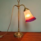 Art Deco Bureaulamp In Messing En Gesatineerd Glas, 1920-30 thumbnail 3