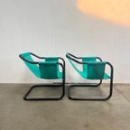 Tweetal Vintage Deense Fauteuils, Xcol, Zwart Staal Met Groene Stof, 1980’s thumbnail 7