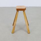 Vintage Low Stool In Wood, 1960S thumbnail 4