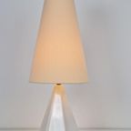 Vintage Geometrische Tafellamp Keramiek ’70 Teepee Lamp Wit thumbnail 7