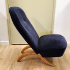 Vintage Theo Ruth Congo Fauteuil Stoel Donker Blauw thumbnail 4