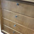 Vintage Houten Ladekast Kast – 4 Lades Met Metalen Grepen thumbnail 10