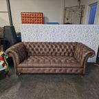 Clinton Chesterfield 3-Zits Bank – Bruin, Soft Leer thumbnail 6