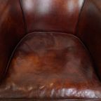 Schapenleren Clubfauteuil In Een Prachtige Warme Cognac Kleur Met Een Mooi Patina thumbnail 6