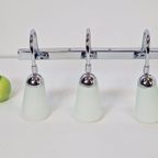 Wandlamp Vanity 3 X Glas Kap Vintag Chroom Italy Design ‘80 thumbnail 3