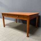 Antieke Pitch Pine Stoffen Tafel Met Twee Laden thumbnail 15