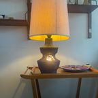 Brutalist Keramiek Tafellamp / Lamp / Vloerlamp / Zware Blauwe Jaren 60-70 Grove Klei Dubbele Lam thumbnail 8