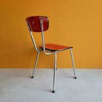 Retro, Vintage Formica Stoel, Rood Formica, Metalen Frame thumbnail 4