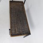 1970S Metal And Glass Coffee Table With Wicker Basket thumbnail 4