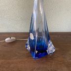 Val Saint Lambert Belgische Kristal Blauwe Tafellamp Voet thumbnail 7