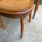 Set/6 Art Deco Webbing Stoelen Met Hout Snijwerk thumbnail 3