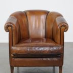 Unieke Vintage Cognac Kleurige Lederen Clubfauteuil Met Een Goed Zitcomfort thumbnail 3