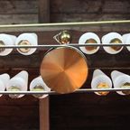 Vintage Mid Century White Brass Ceiling Lamp With Ten Opal Glass Shades thumbnail 5