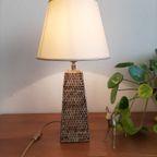 Vintage Rotan Tafellamp Met Linnen Lampenkap thumbnail 12