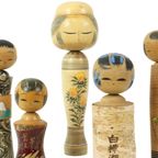 Lot Van 5 Vintage Kokeshi Poppen Japan Berk Showa Periode thumbnail 9