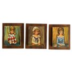 Set Retro Schilderijtjes Eden Groot Oog Meisje 1960’s thumbnail 3