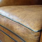 Grote, Vintage Schapenleren Oorfauteuil In Engelse Stijl Met Mooie Diepe Kleuren thumbnail 11