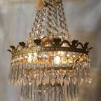 Zakkroonluchter Hanglamp Frans Kristal Vintage Goud thumbnail 2