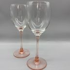 Vintage Luminarc Wijnglazen Roze Voet 2 Stuks thumbnail 8
