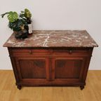 Vintage Frans Dressoir Commode, Ladekast Badkamermeubel Met Marmer Blad 201 thumbnail 2