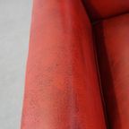 Unieke, Stijlvolle Rood Geverfde Armchair Gemaakt Van Schapenleer thumbnail 8