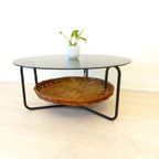 Vintage Tafel Salontafel Rond Jaren 60 / 70 Glas Lectuurbak thumbnail 3