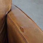 Comfortabele Cognac-Kleurige Rundleren Armchair Met Een Strak Design thumbnail 10