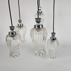 Vintage - Cascade - Messing Hanglamp Met 5 Glazen Kelken - 60'S thumbnail 3