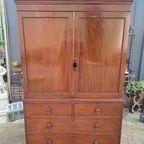 Antieke Engels Kabinet Mahonie Afm. 121X58Cm En 195Cm Hoog. thumbnail 2