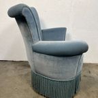 Vintage Cocktailstoel, Frankrijk 1960's, Blauw Velours thumbnail 12
