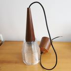 Vintage Hanglamp Glas Teakhout, Jaren '60 thumbnail 5