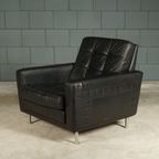 Vintage Lederen Fauteuil – Zwart – Jaren 70 thumbnail 4