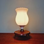 Scandinavische Statieflamp In Opaline En Teak, Jaren 60 thumbnail 13