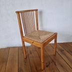 Grenen Scandinavische Stoel Met Biezen Zitting. thumbnail 7