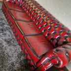 Chesterfield 4-zits Bank Charlston Antiek Rood thumbnail 3