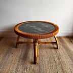Rotan Bamboe Salontafel Mer Marmer Look Blad Vintage thumbnail 2