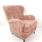 Vintage Fauteuil Nieuw Gestoffeerd Roze Doodle thumbnail 5