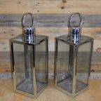 Windlichten Van Rvs Met Glas Set Van 2 thumbnail 5