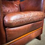 Vintage Schaapsleren Fauteuil Met Hoge Rug thumbnail 11