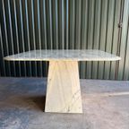 Vintage Carrara Marmeren Eettafel, Italië 1980 thumbnail 11