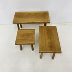 Set Of Nesting Tables Solid Oak Wood Brutalist , 1970S thumbnail 9