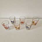 Set Van 6 Limonade Glazen Met Vogel Print Jaren 60 Vintage thumbnail 7