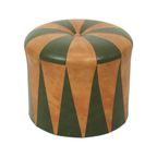 Ronde Vintage Poef Groen Bruin Tweekleurig Skai Sixties thumbnail 2