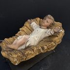 Grote Oude Gipsen Jezus In De Kribbe, 29 Cm Lang thumbnail 4