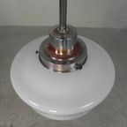 Art Deco Hanglamp Met Witte Glazen Kap, Jaren 30 thumbnail 16