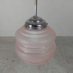 Art Deco Hanglamp Met Roze Glazen Kap, Jaren 30 thumbnail 3