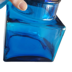 Blauwe Glazen Vierkante Pot Met Kurk Dop Vintage Retro thumbnail 5